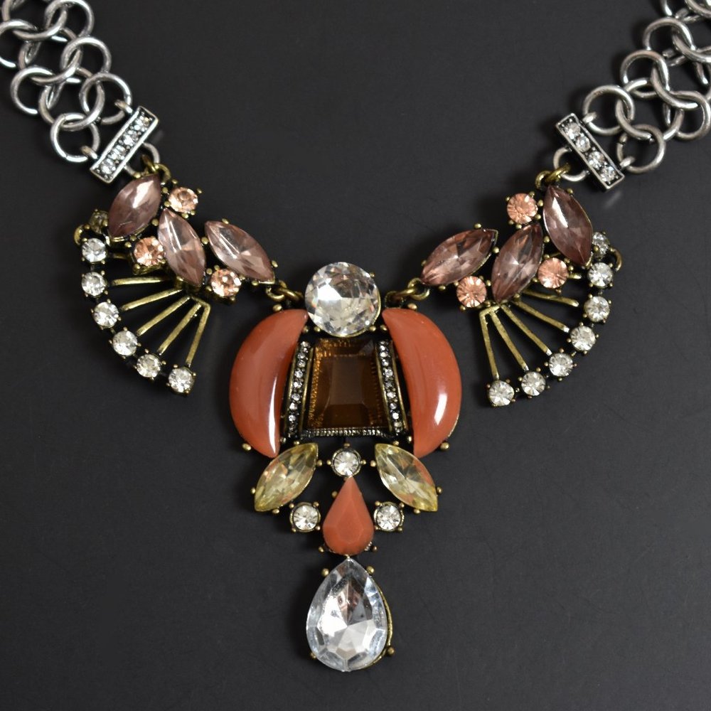 Statement Rhinestone Necklace, Large Crystal Chok… - image 1